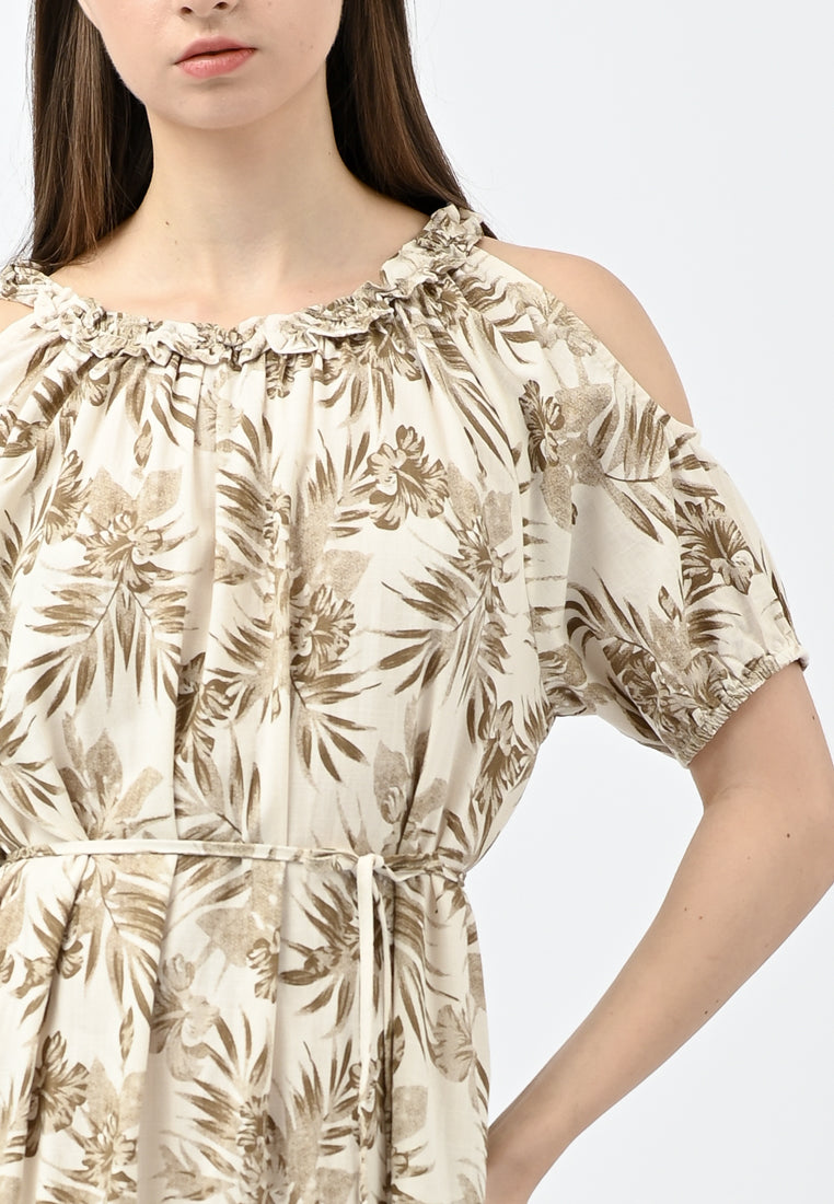 Plain B. Cold Shoulder Floral Dress