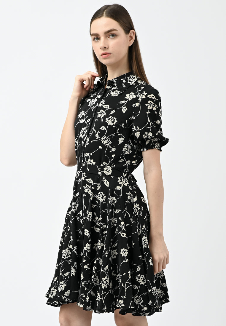 Plain B. Collar Floral Print Dress