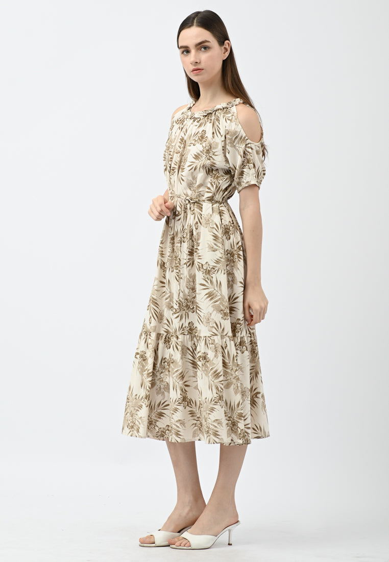 Plain B. Cold Shoulder Floral Dress