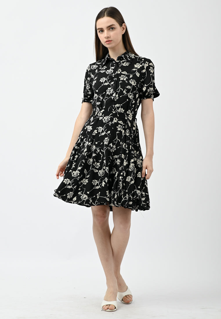Plain B. Collar Floral Print Dress