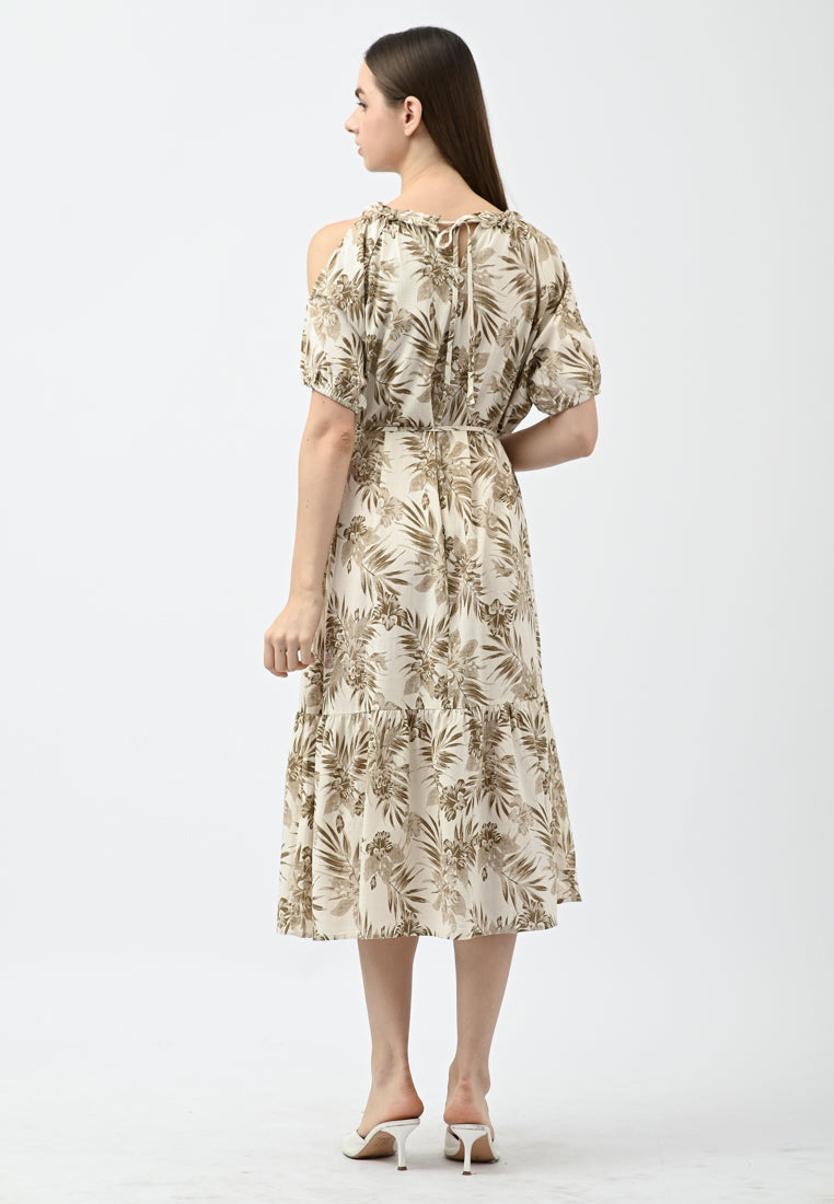 Plain B. Cold Shoulder Floral Dress