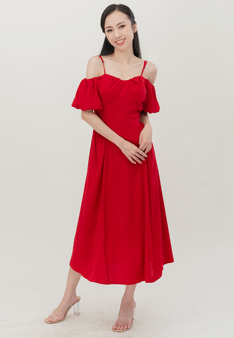 Plain B. Cold Shoulder Midi Dress