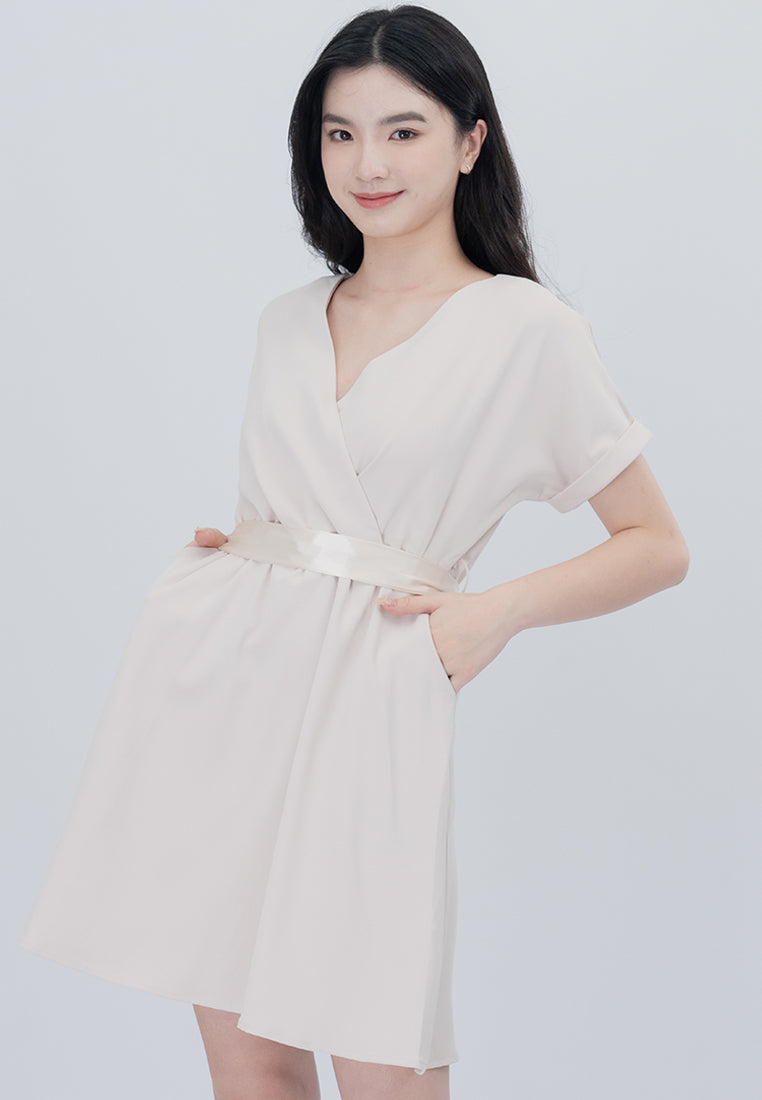 Plain B. Cooling Fabric V-Neckline Mini Dress