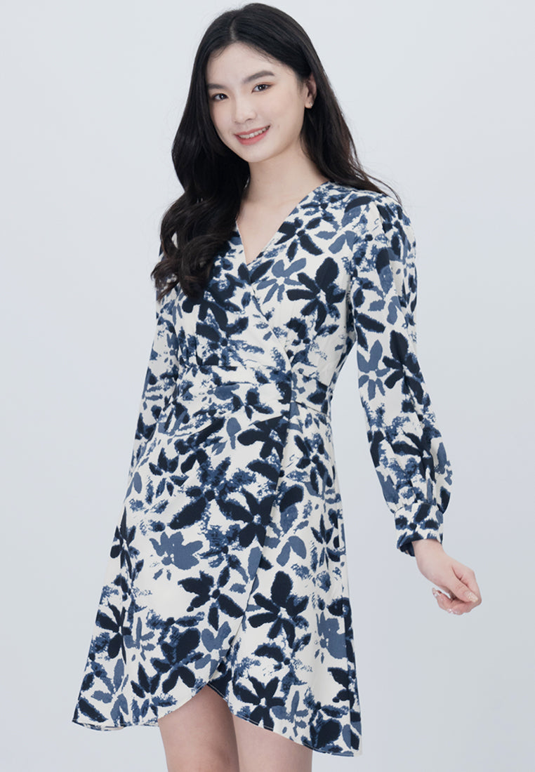 Plain B. Long Sleeve Floral Mini Dress