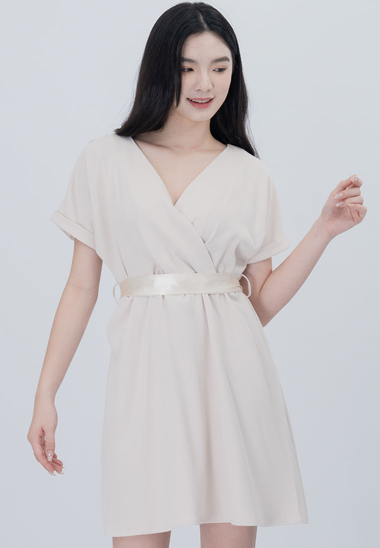 Plain B. Cooling Fabric V-Neckline Mini Dress
