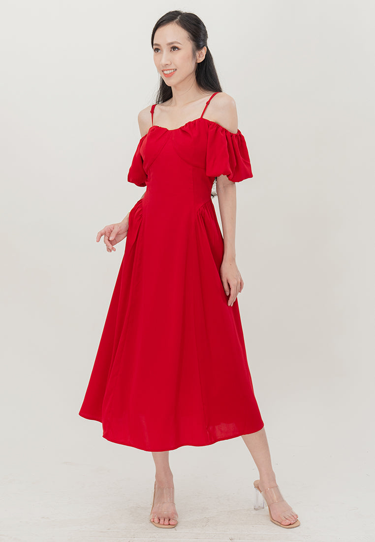 Plain B. Cold Shoulder Midi Dress