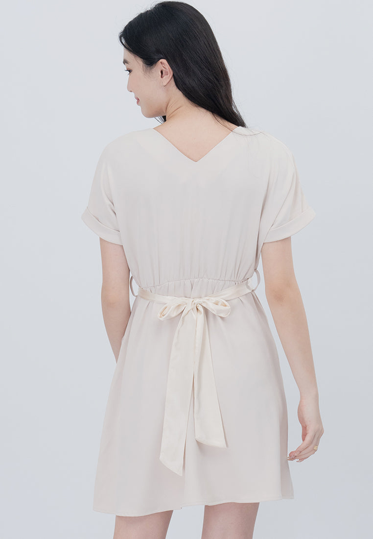 Plain B. Cooling Fabric V-Neckline Mini Dress