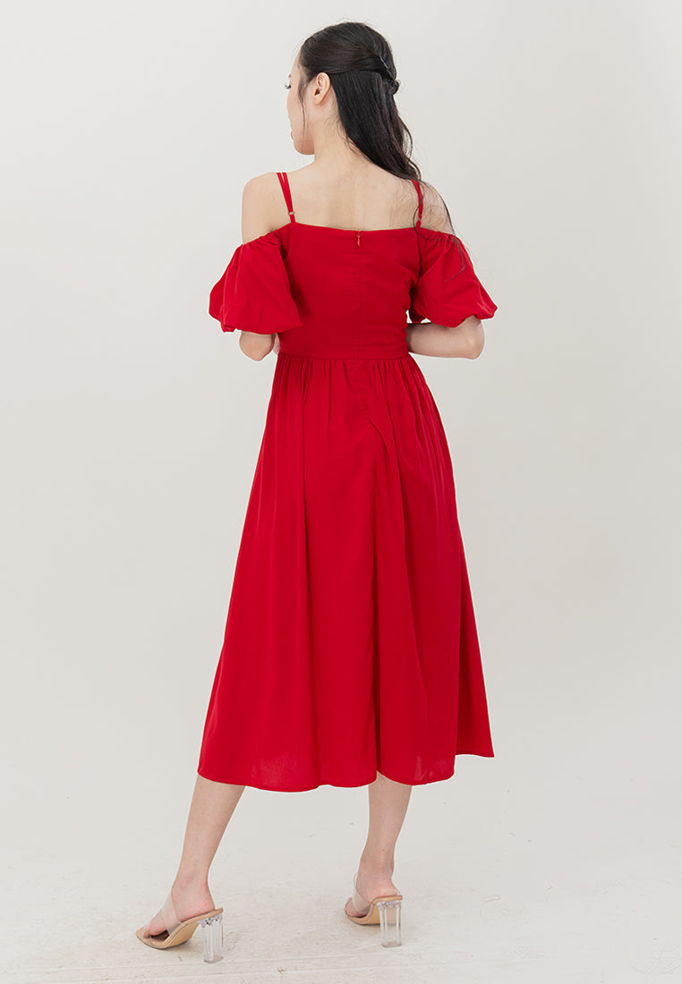 Plain B. Cold Shoulder Midi Dress