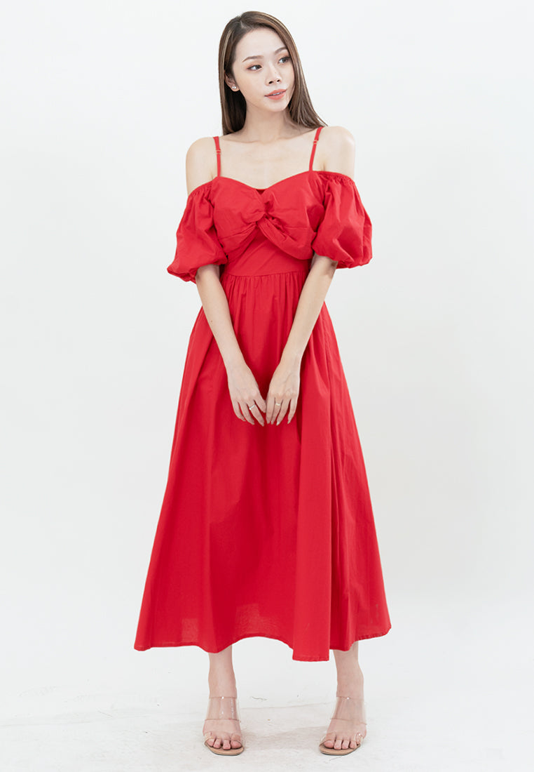 Plain B. Cold Shoulder Midi Dress