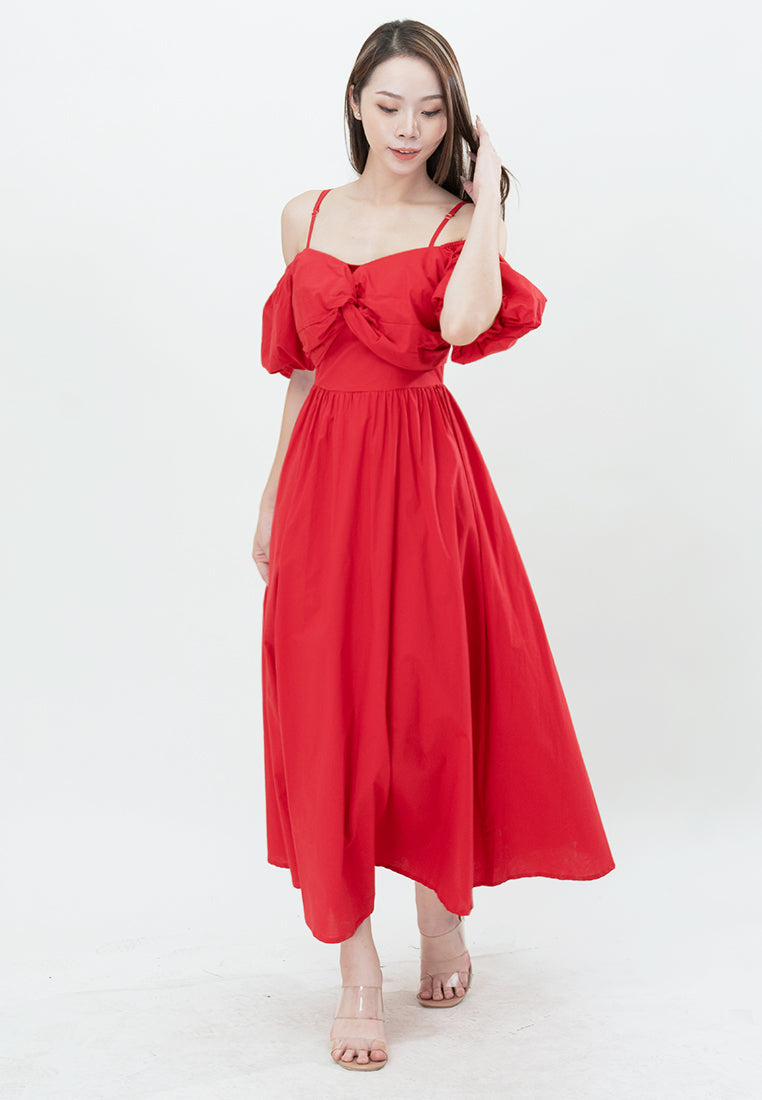 Plain B. Cold Shoulder Midi Dress