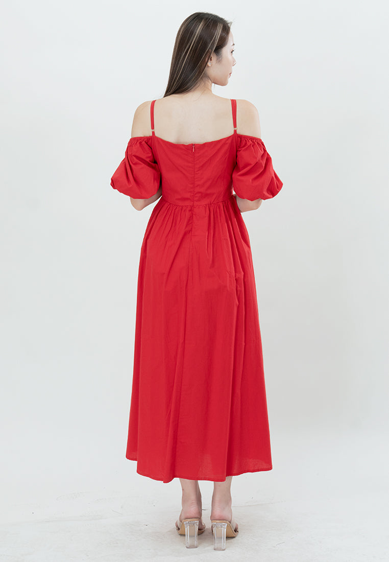 Plain B. Cold Shoulder Midi Dress