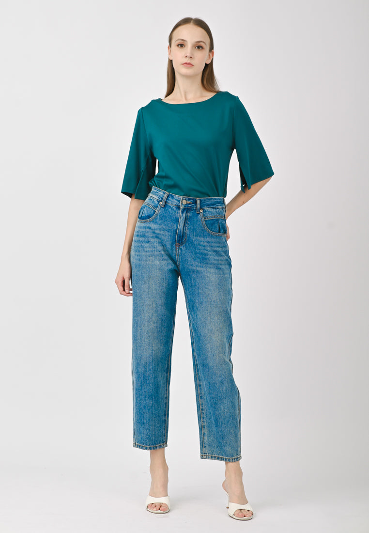 Plain B. Slit Sleeve Top