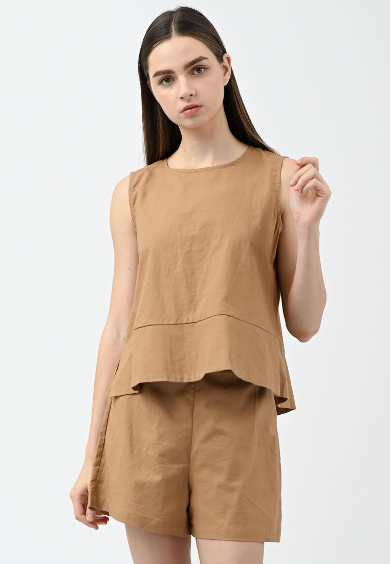 Plain B. Linen Sleeveless Top