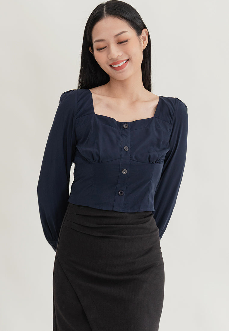 Plain B. Long Sleeve Cropped Top