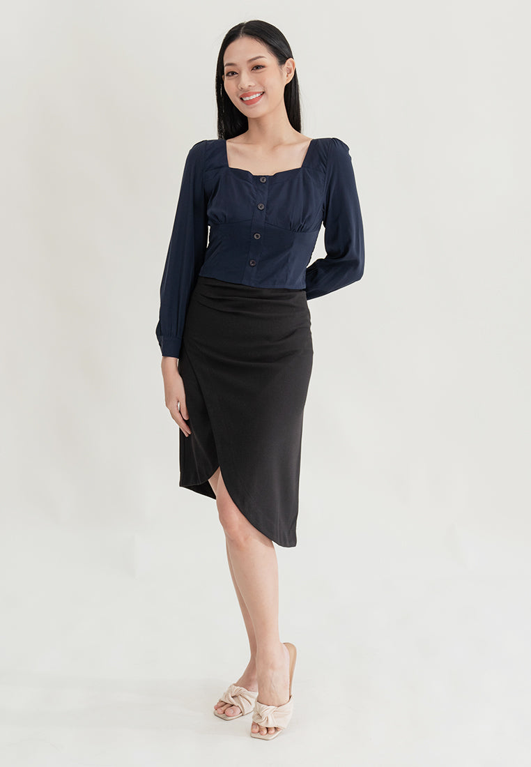 Plain B. Long Sleeve Cropped Top