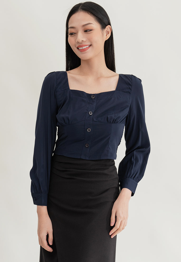 Plain B. Long Sleeve Cropped Top