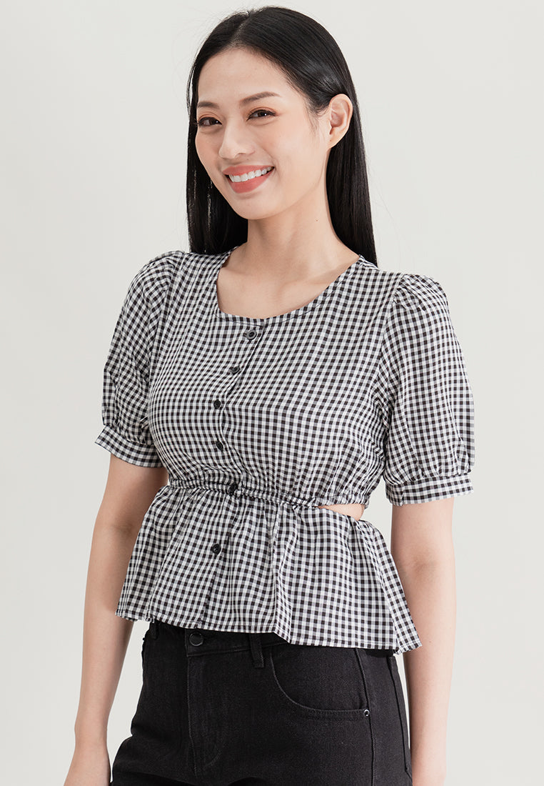 Plain B. Lantern Sleeve Cropped Top