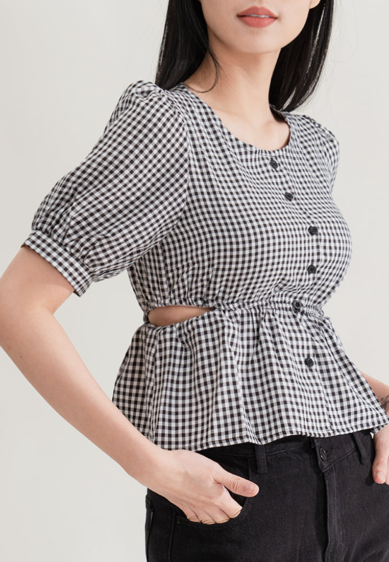 Plain B. Lantern Sleeve Cropped Top