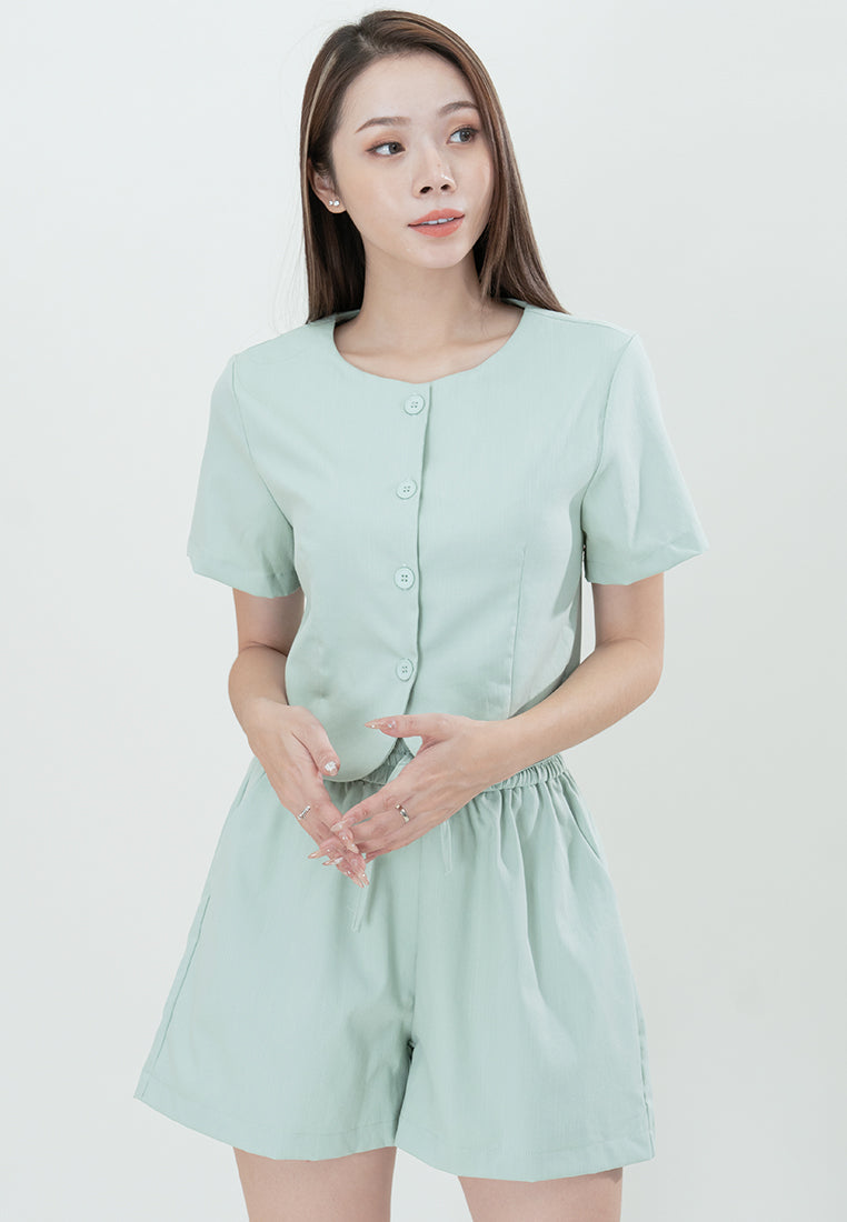 Plain B. Round Neck Cropped Top