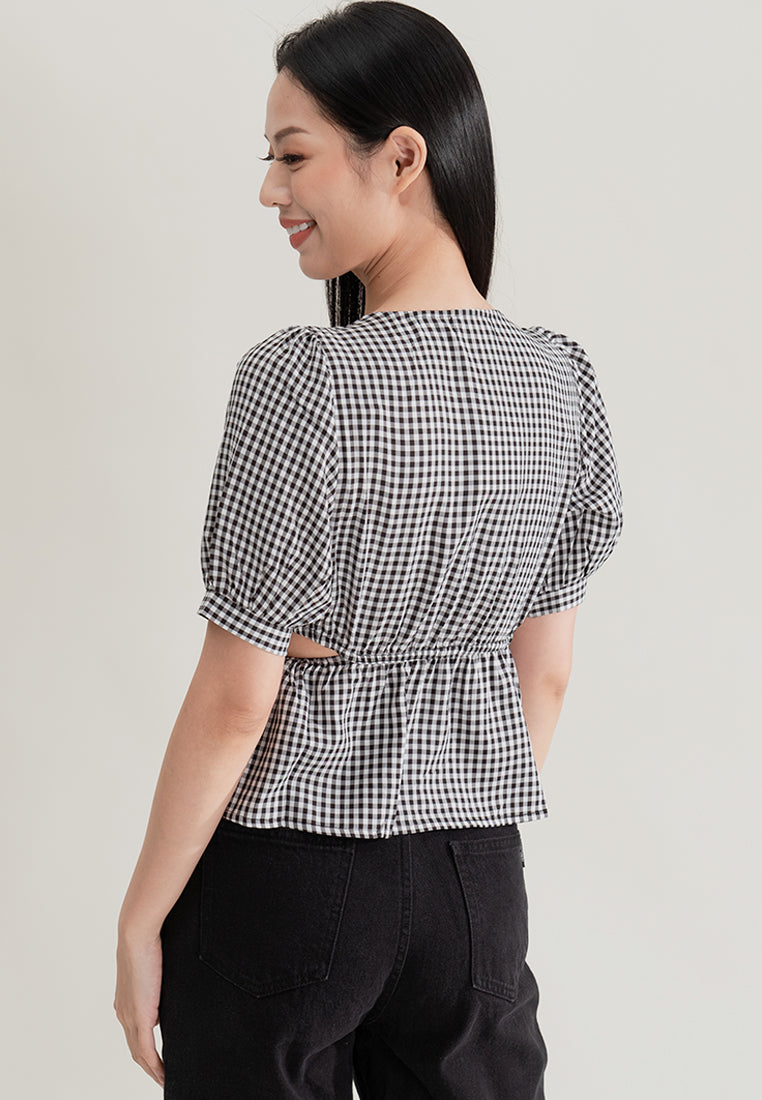 Plain B. Lantern Sleeve Cropped Top