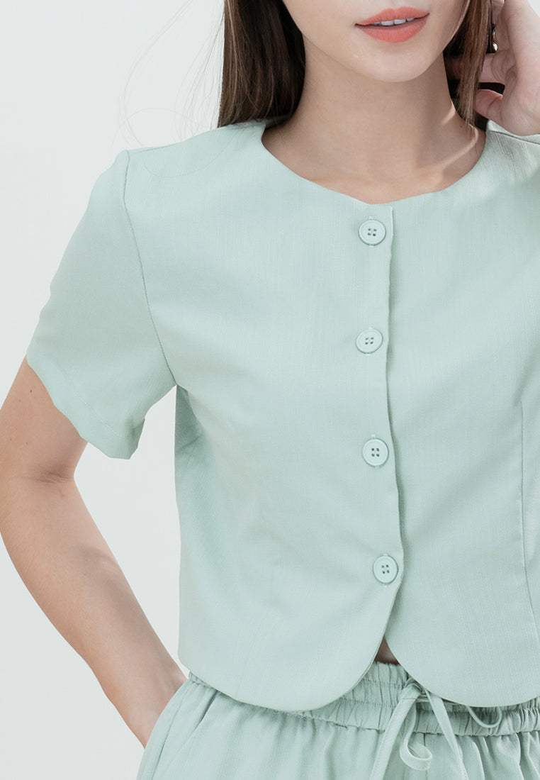 Plain B. Round Neck Cropped Top