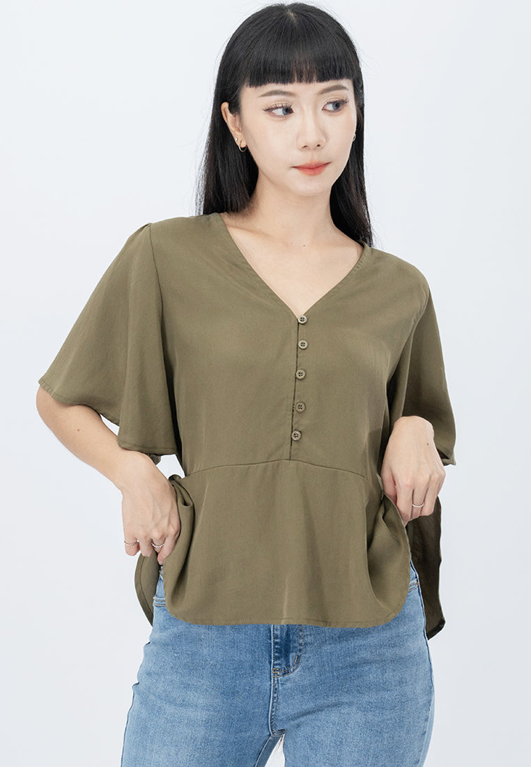 Plain B. V-Neckline Shirt Top