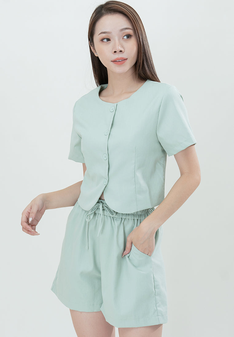 Plain B. Round Neck Cropped Top
