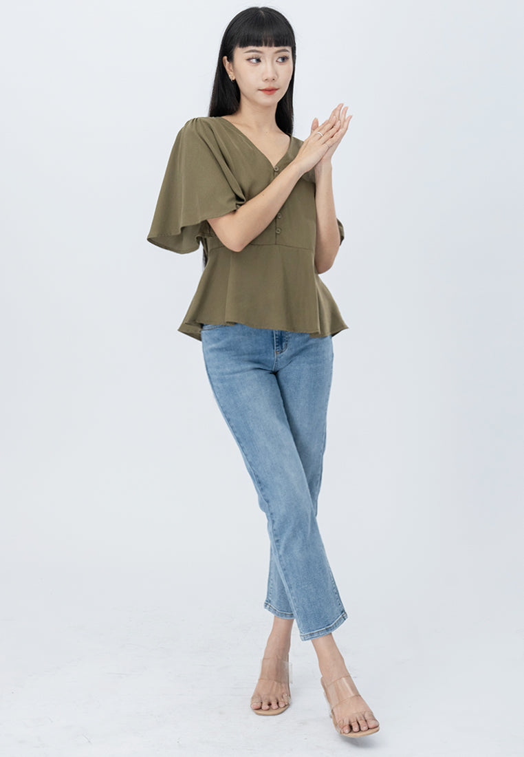 Plain B. V-Neckline Shirt Top