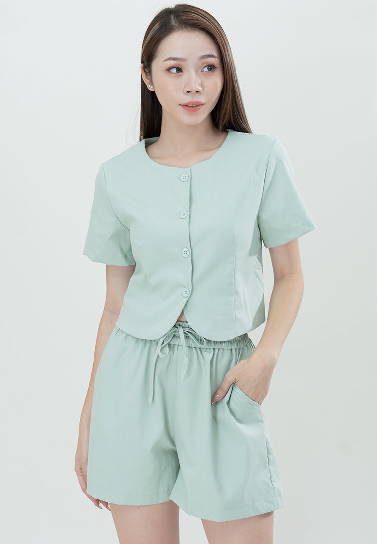 Plain B. Round Neck Cropped Top