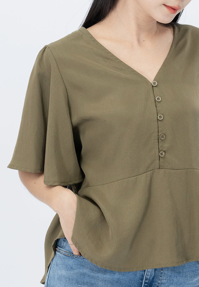 Plain B. V-Neckline Shirt Top