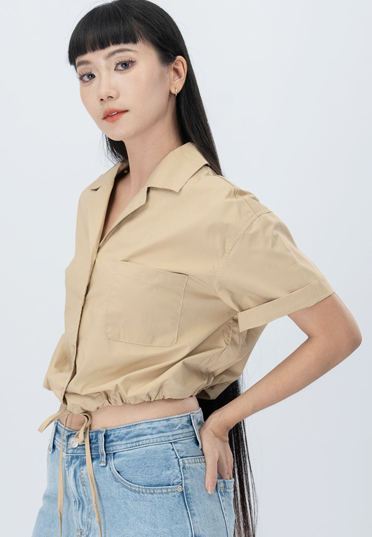 Plain B. Collar Cropped Shirt