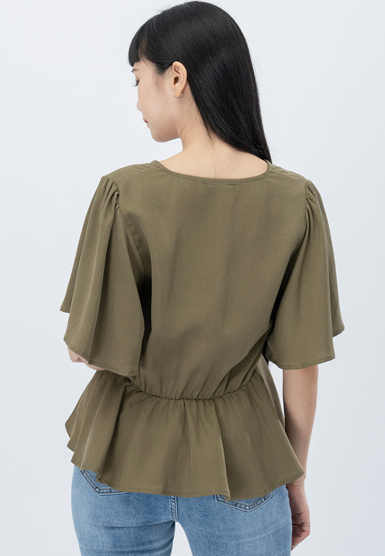 Plain B. V-Neckline Shirt Top