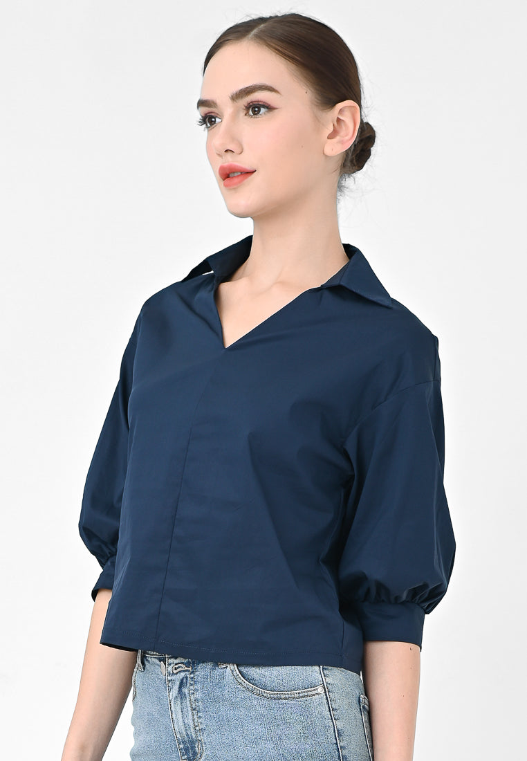 Plain B. V-neck Blouse