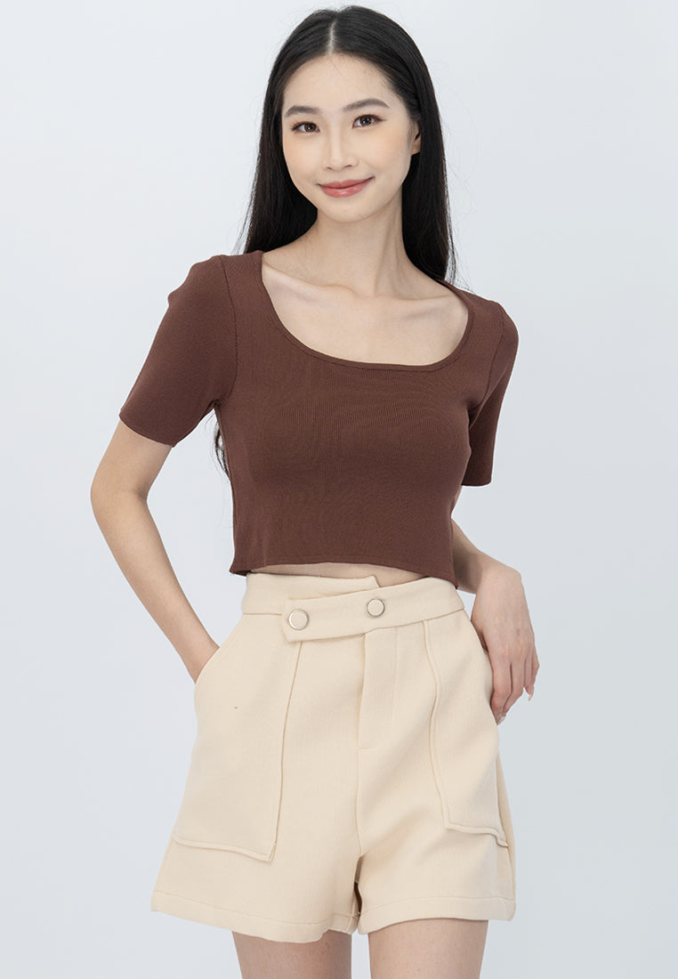 Plain B. Knitted Wide Neck Top