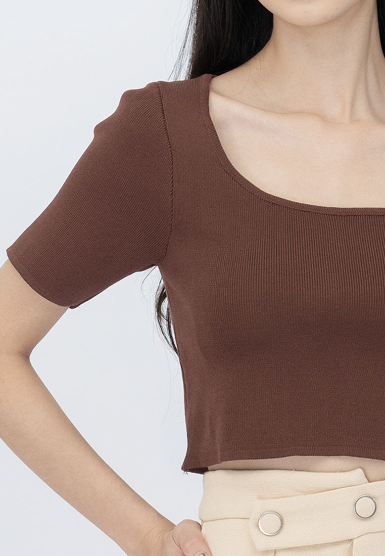 Plain B. Knitted Wide Neck Top