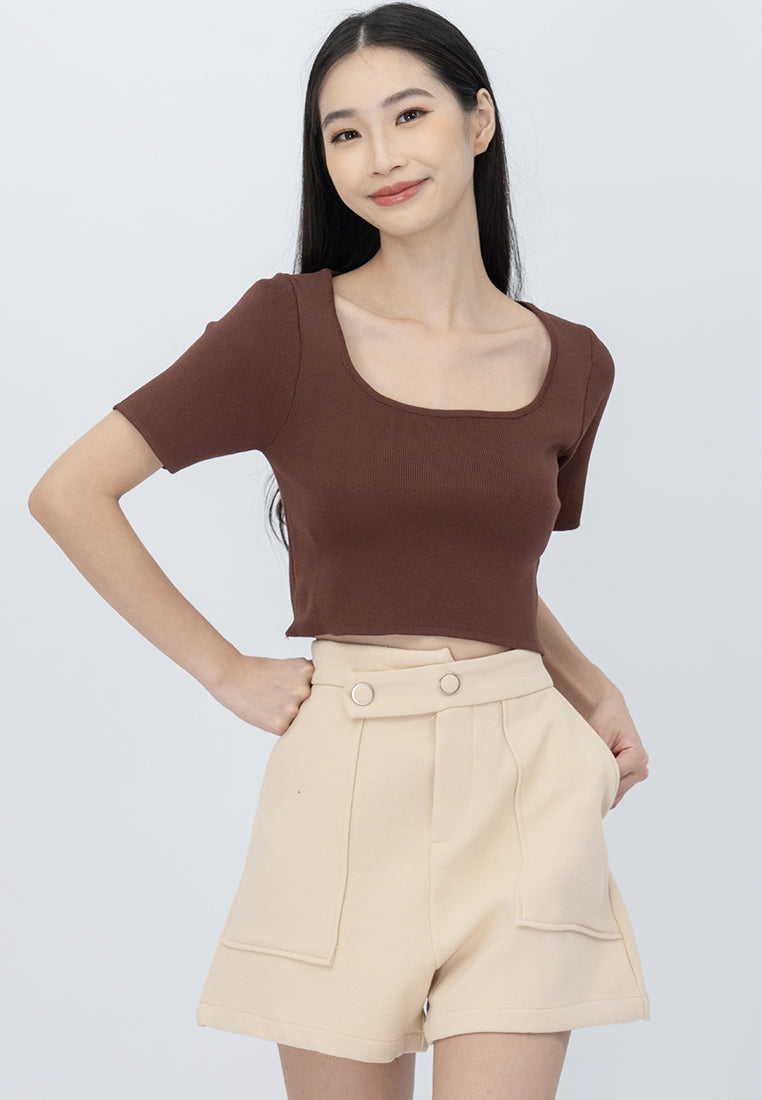 Plain B. Knitted Wide Neck Top