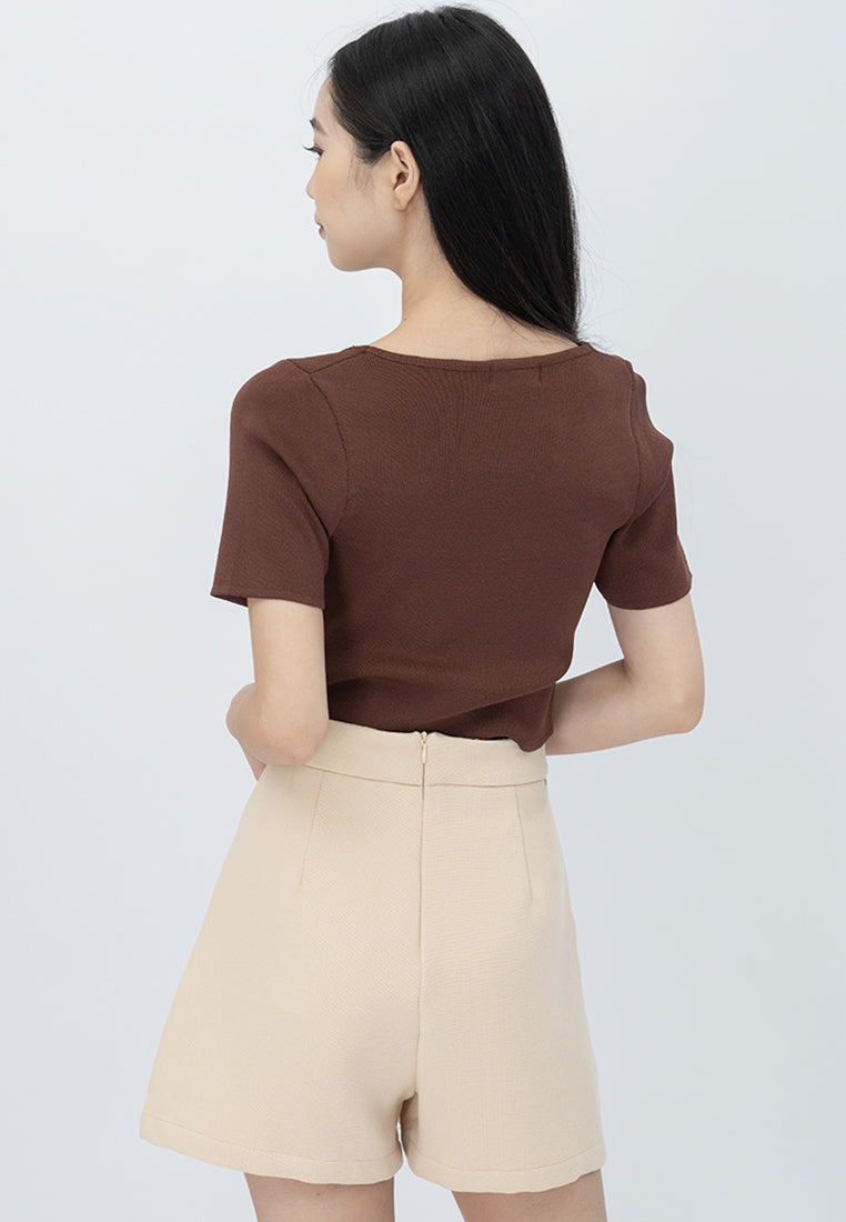 Plain B. Knitted Wide Neck Top