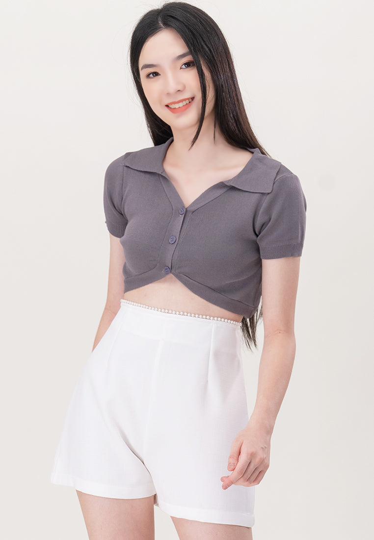 Plain B. Knitted Cropped Top