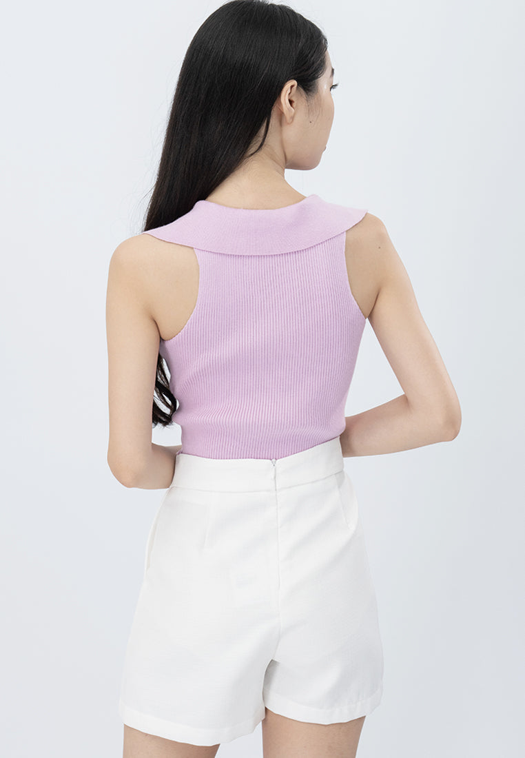 Plain B. Knitted Cropped Tank Top