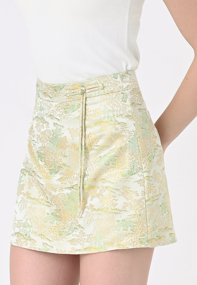 Plain B. Chinese Texture Print Skirt