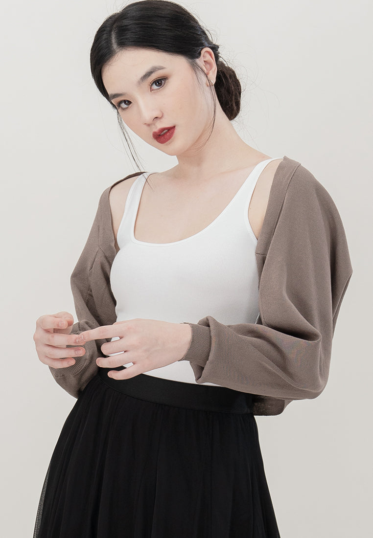 Plain B. Oversize Cropped Knitted Cardigan