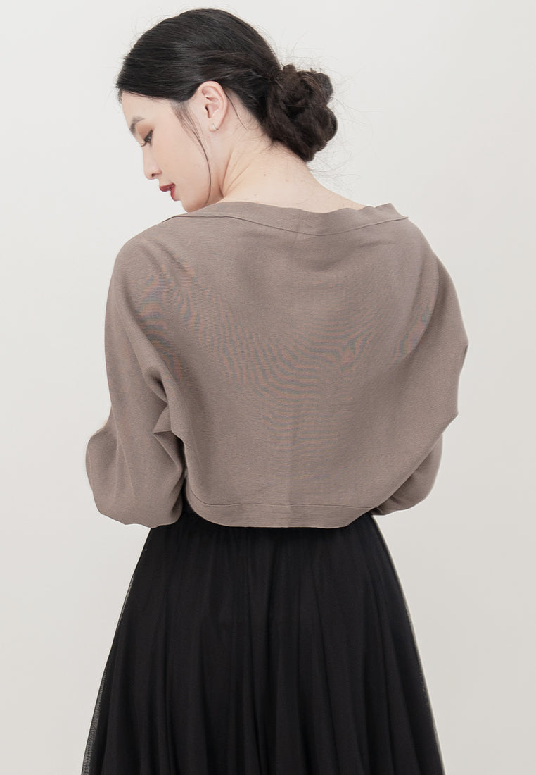 Plain B. Oversize Cropped Knitted Cardigan