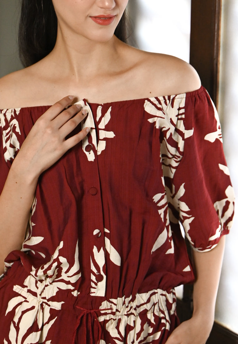 Plain B. Tropical Leaf Printed Playsuits