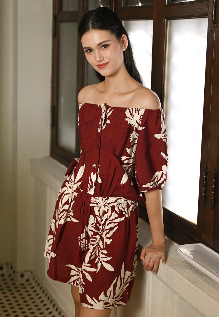 Plain B. Tropical Leaf Printed Playsuits