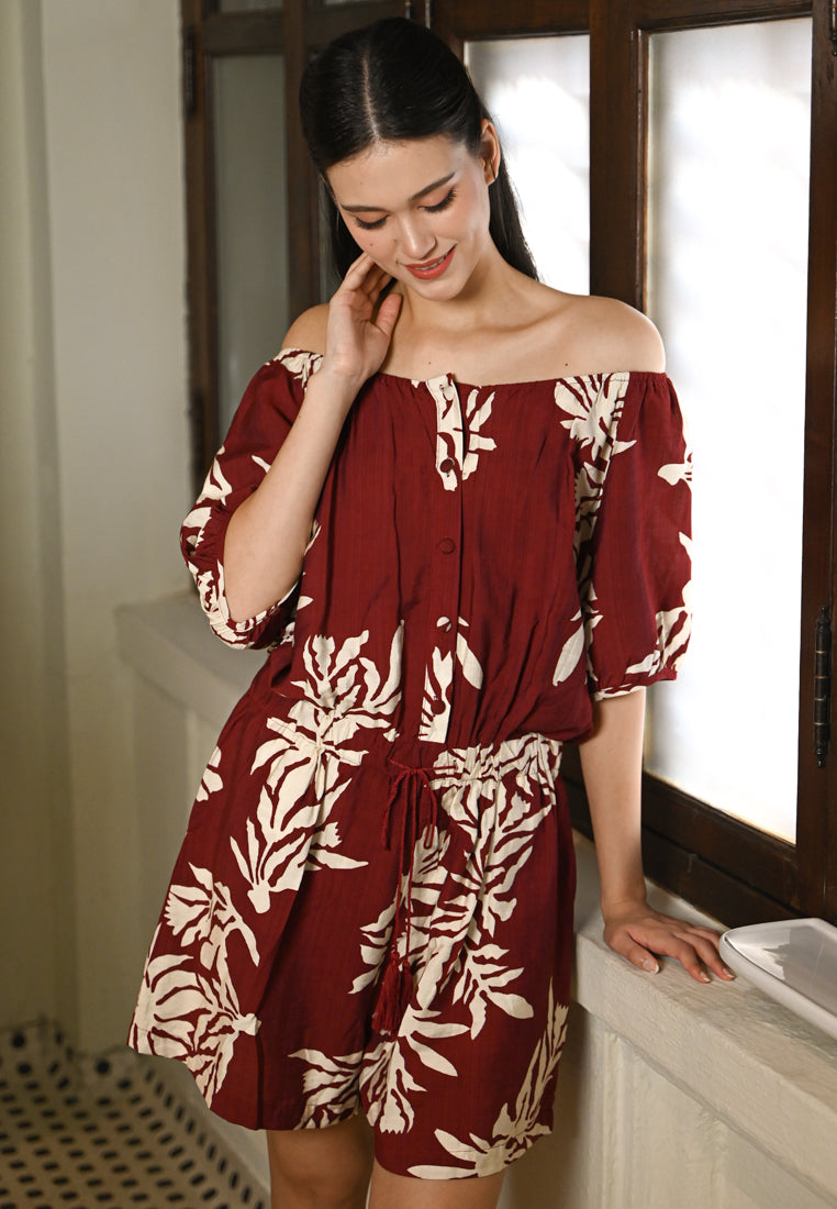 Plain B. Tropical Leaf Printed Playsuits