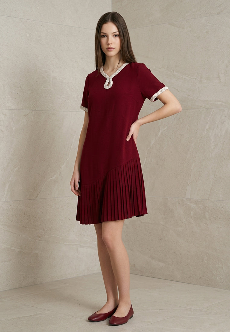 BebeButterfly Beaded Round-Neck Mini Dress