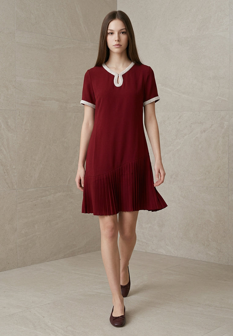 BebeButterfly Beaded Round-Neck Mini Dress