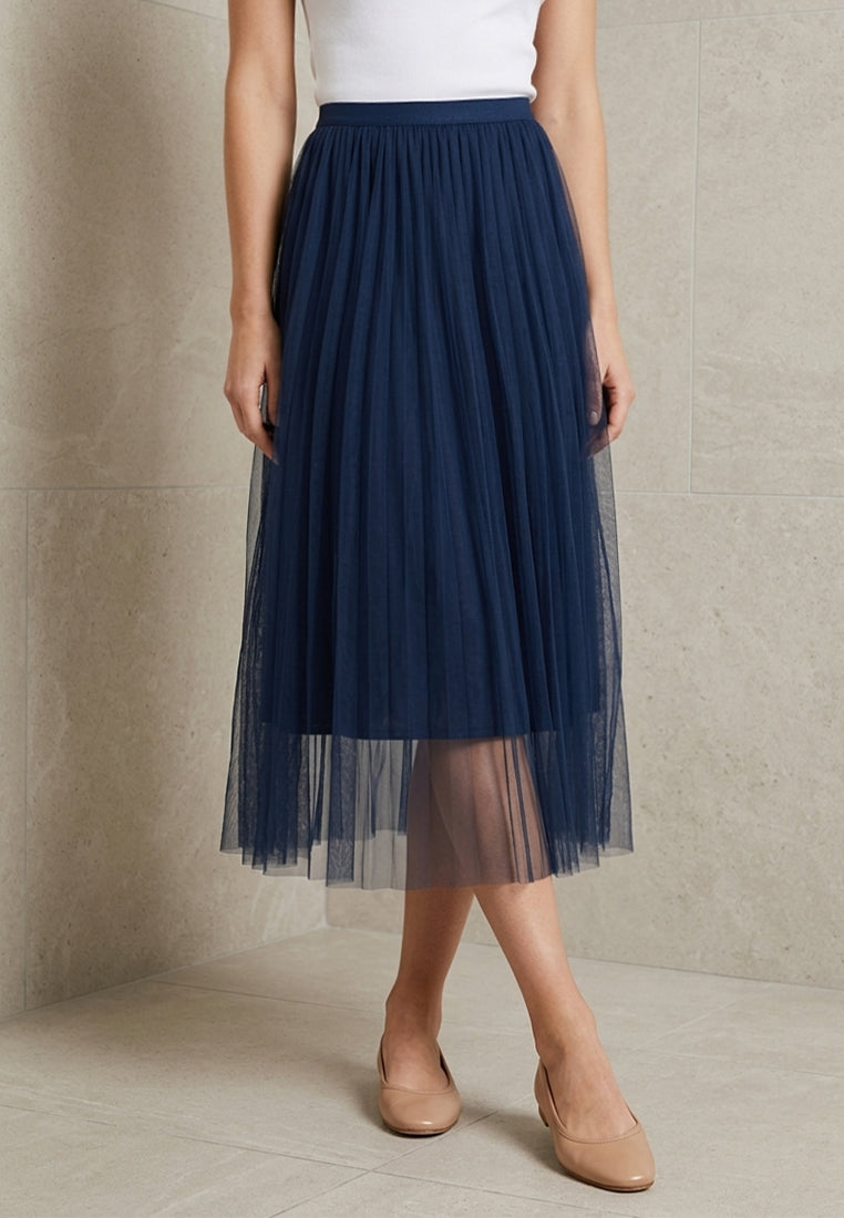 BebeBeige Stretchable Mesh Midi Skirt