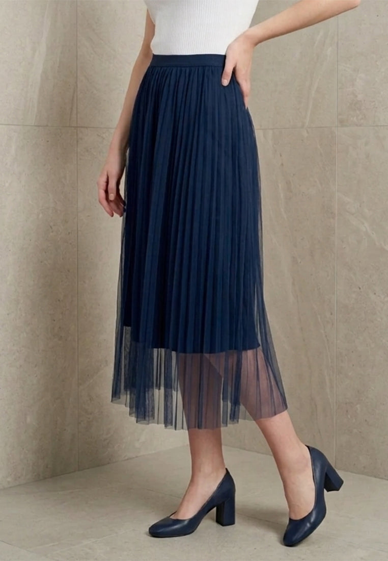 BebeBeige Stretchable Mesh Midi Skirt