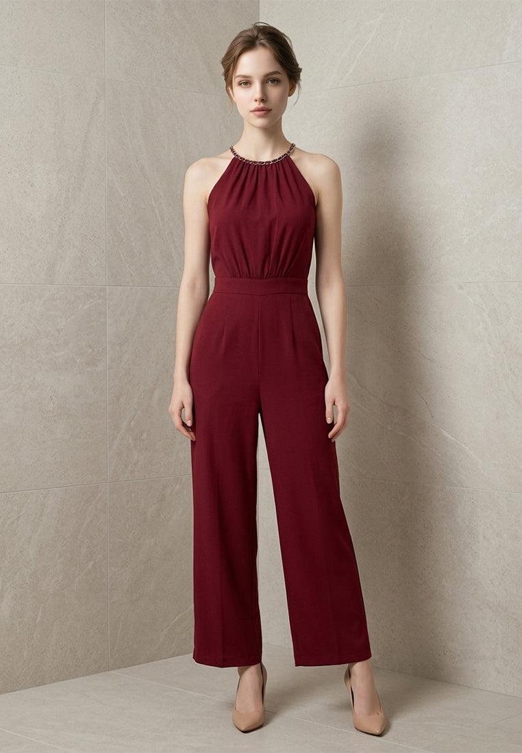 BebeBeige Chain Wide-Leg Jumpsuits